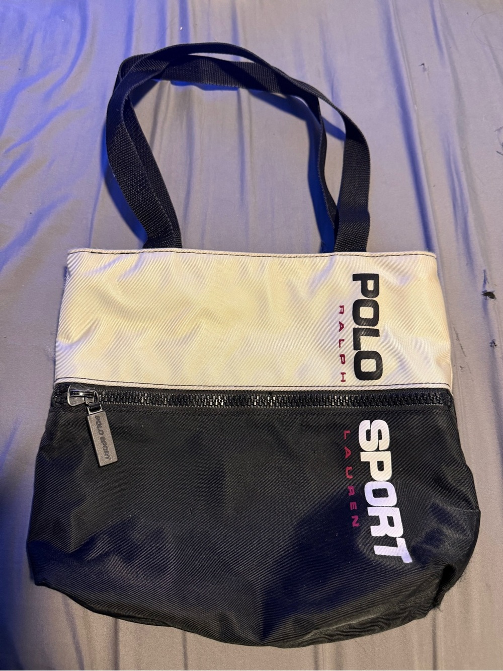 Vintage 90s “Polo Sport” Ralph Lauren Two-Tone Tote - White & Black